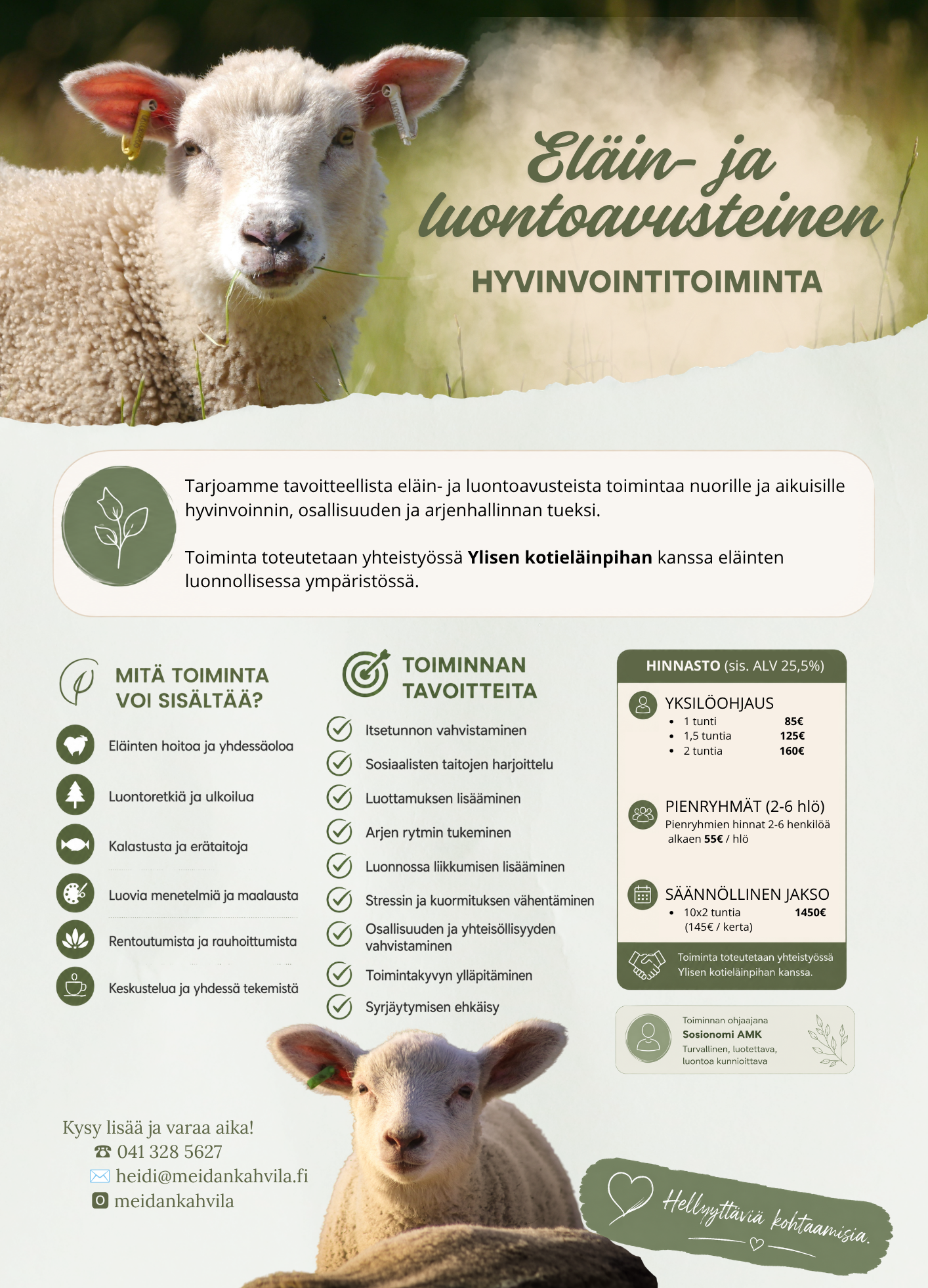 Eläin- ja luontoavusteisen toiminnan mainos